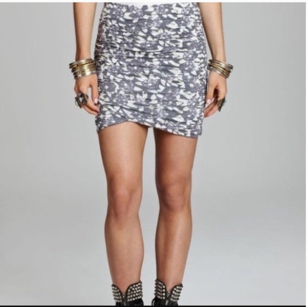 Free People Floral Ruched Mini Skirt